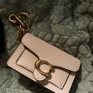 Coach Beige Card Holder with Gold Hardware